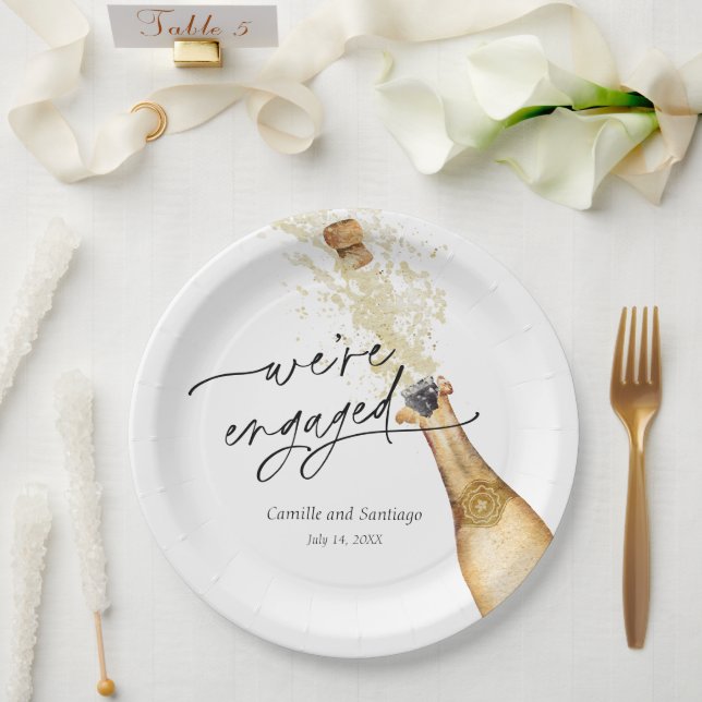 Modern We're Engaged  Party Paper Plate Pappteller (Hochzeit)
