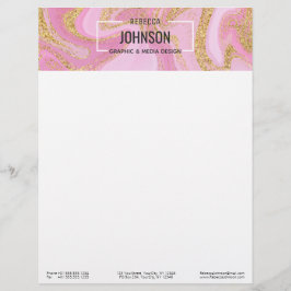 Modern Wertvoll rosa Goldmarmorname - Letterhead Briefbogen