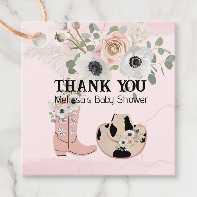 Modern Western Cowgirl Pink Boots Hat Custom Geschenkanhänger (Vorderseite)