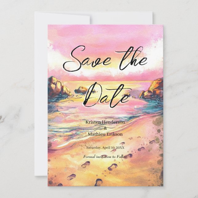 Modern Whimsical Beach Wedding Save The Date (Vorderseite)