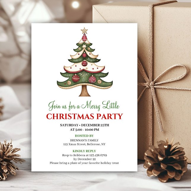 Modern whimsical Christmas tree Christmas invite Einladung (Modern whimsical Christmas tree Christmas invite)