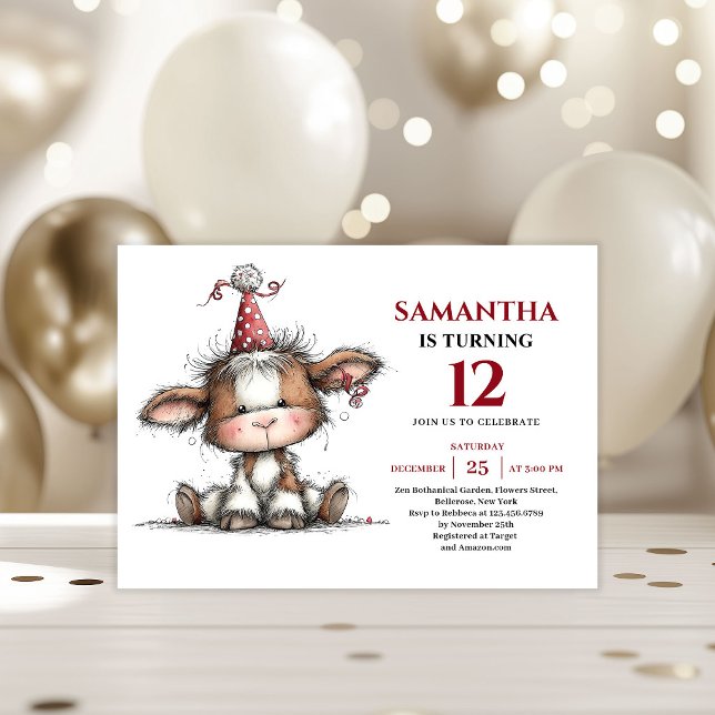 Modern whimsical cow animals design kids birthday einladung (Modern whimsical animals design kids birthday invitation

)