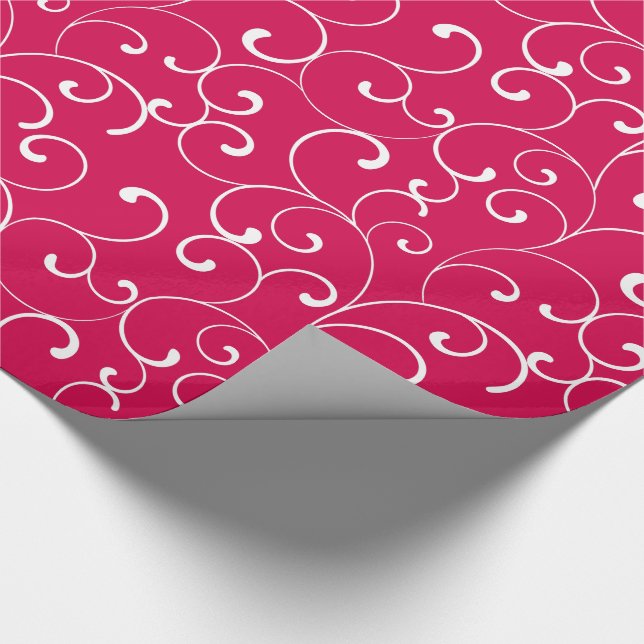 Modern Whimsical Curls Himbeere Geschenkpapier (Ecke)