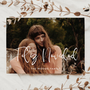 Modern Whimsical Feliz Navidad Weihnachts-Foto Feiertagskarte