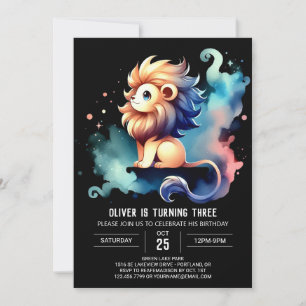 Modern Whimsical Lion Birthday Einladung