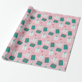 Modern Whimsical Pink Weihnachten Geschenkpapier