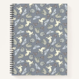 Modern Whimsical Sleeping Hunde - Vanilla auf Grau Notizbuch