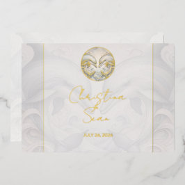 Modern Whimsy Dolphin Wedding Gold Foil Einladung