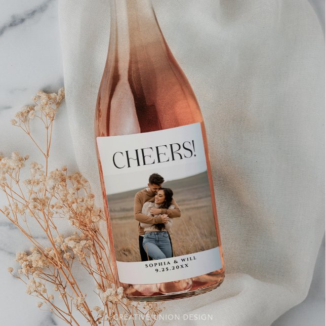 Modern Whimsy Minimal Wedding Wine Labels Weinetikett (Von Creator hochgeladen)