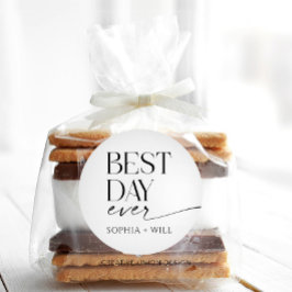 Modern Whimsy Wedding danke Ihnen geklappte Karte Runder Aufkleber