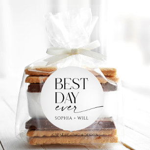 Modern Whimsy Wedding danke Ihnen geklappte Karte Runder Aufkleber