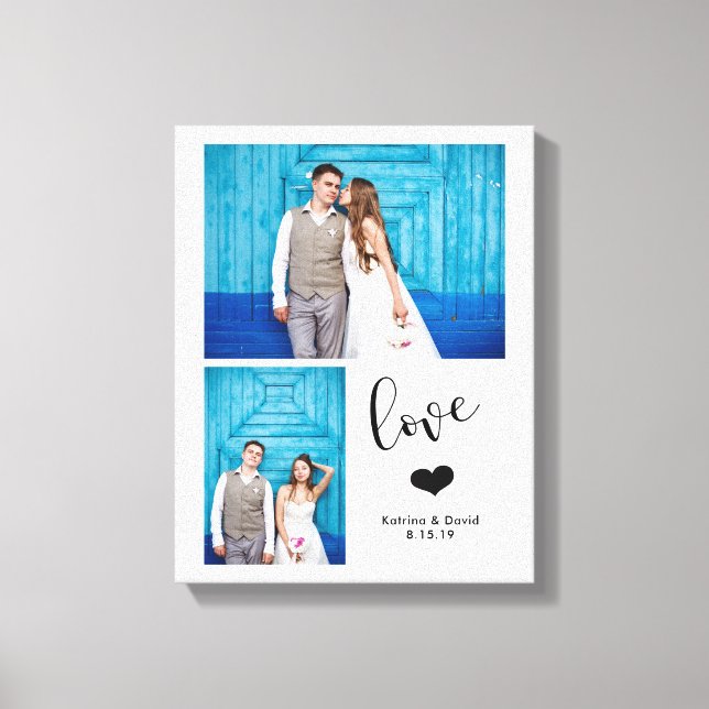 Modern Whimsy | Zwei Fotos Hochzeit Leinwanddruck (Vorderseite)