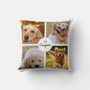 Modern White 4 Foto Collage Hund Lover Kissen