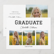 Modern White and Black Photo Grad Announcement
