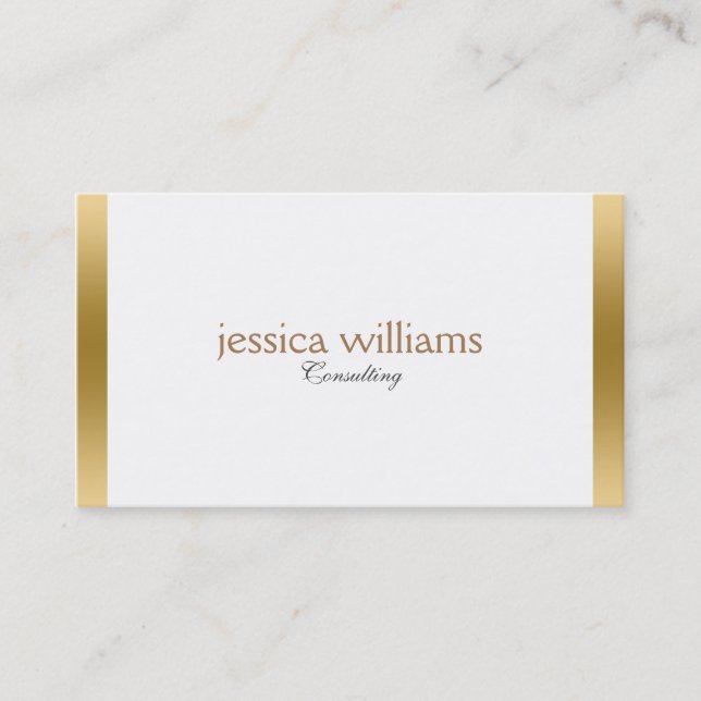 Modern White Background Gold Border Visitenkarte (Vorderseite)