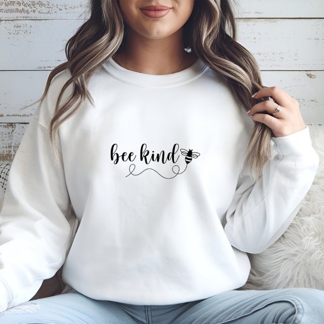 Modern White BeKind Print Sweatshirt (Modern White Bee Kind Print Sweatshirt)