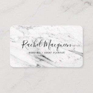 Modern White Black Marble Script Visitenkarte
