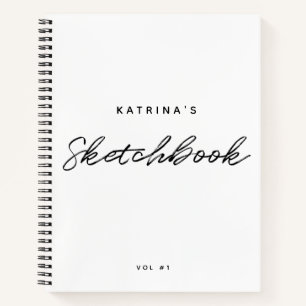 Modern White Black Minimalistisch Script Sketchboo Notizbuch