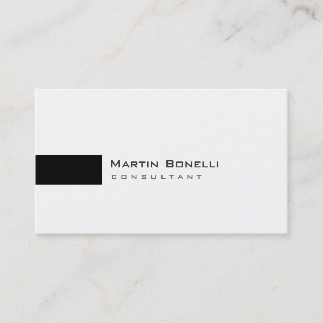 Modern White Black Simple Consultant Business Card Visitenkarte (Vorderseite)