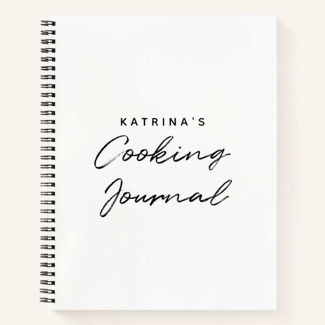 Modern White Black Simple Cooking Journal Notizbuch (Vorderseite)