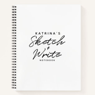 Modern White Black Simple Sketch & Linken Notizbuch