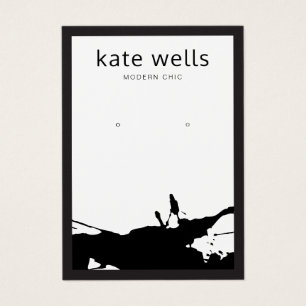 Modern White Black Spritzer Earring Display Card