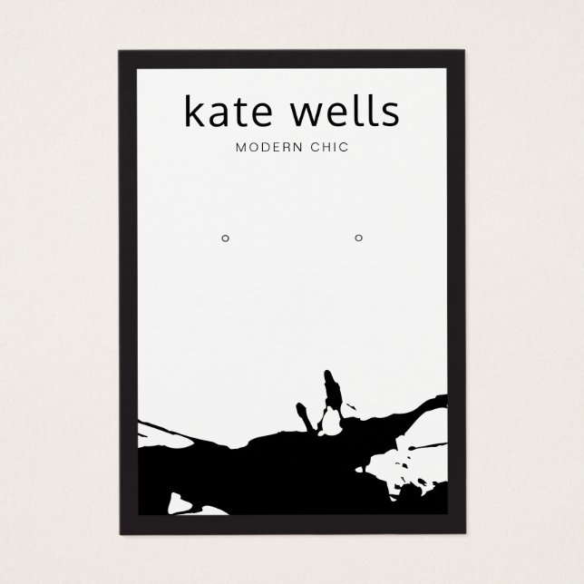 Modern White Black Spritzer Earring Display Card (Vorderseite)