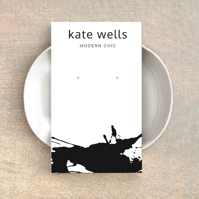 Modern White Black Spritzer Earring Display Card (Von Creator hochgeladen)