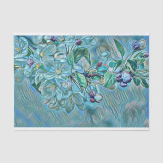 Modern White Blue Green Cherry Blossom Wasserfarbe Seidenpapier