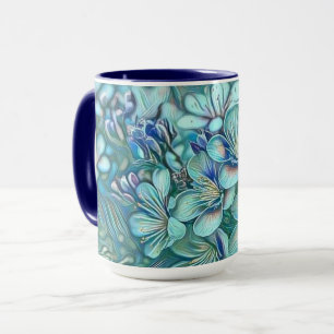 Modern White Blue Green Cherry Blossom Wasserfarbe Tasse