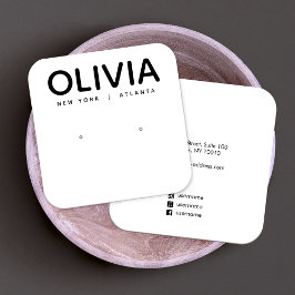 Modern White Bold Typografy Earring Display Quadratische Visitenkarte