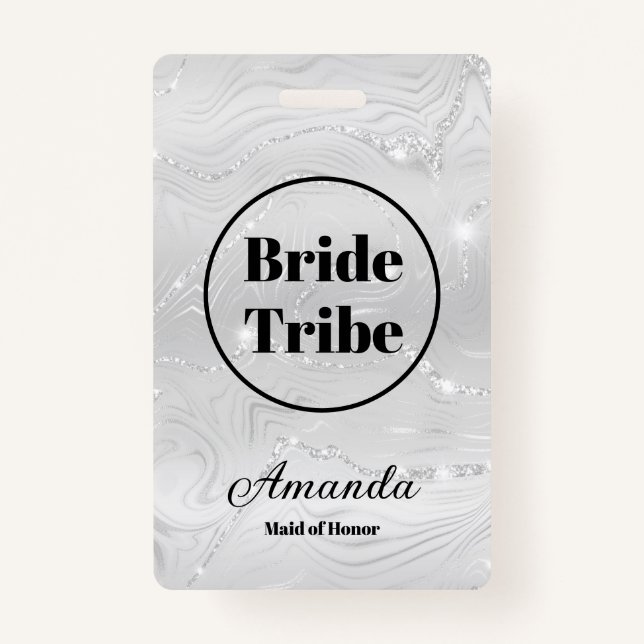 Modern White Bride Tribe Bachelorette Ausweis (Vorderseite)