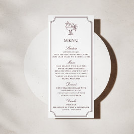 Modern White Burgundy Double Frame wedding Menu Einladung