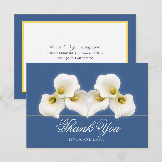 Modern White Calla Lily Bridal Chic Thank You Card Dankeskarte (Vorne/Hinten)