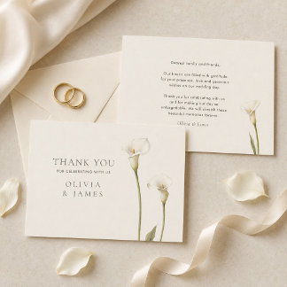 Modern White Calla Lily Wedding Thank You Card Dankeskarte