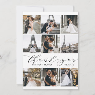 Modern White Calligraphy 9 Foto Collage Dankeskarte