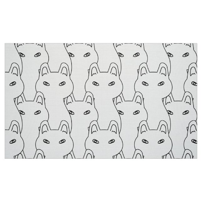 Modern white cat line art pattern stoff (Fat Quarter (45,7 x 55,9 cm))
