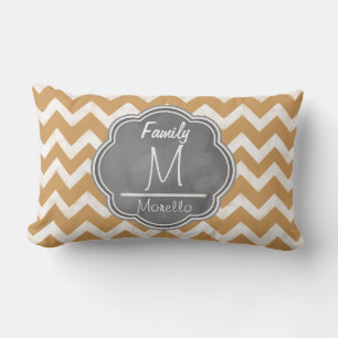 Modern White Chalk Board Chevrons Monogram Lendenkissen