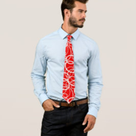 Modern White Circle Pattern on Red Krawatte