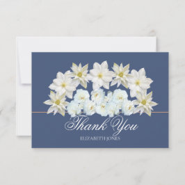 Modern White Clematis Rose Bridal Shower Thank You Dankeskarte