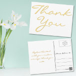 Modern White Elegante Imitate Gold Script Vielen D Postkarte<br><div class="desc">Erstellen Sie Ihre eigene individuelle,  personalisierte,  moderne elegante Dankeschön Postcard. Geben Sie einfach Ihre Nachricht ein / vielen Dank. Elegante Dankeschön an die Postkarte für die Verwendung bei Hochzeit,  Heiratsjubiläum,  Geburtstag,  Abschluss,  Brautparty,  Babydusche,  Feiertagen,  oder alle anderen besondere Anlass bezogenen Mailings.</div>