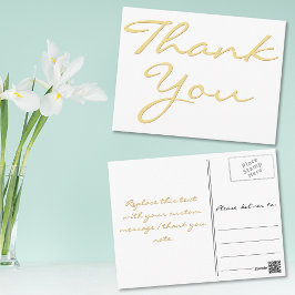 Modern White Elegante Imitate Gold Script Vielen D Postkarte