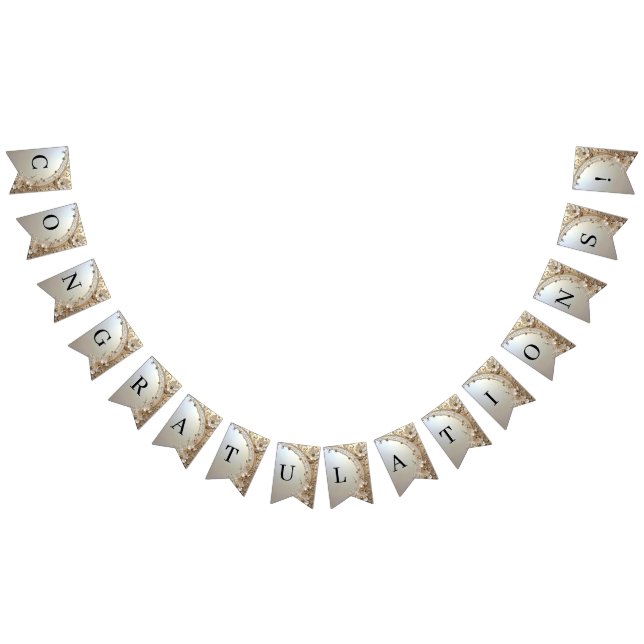 Modern White Flowers Pearls Bunting Flag Wimpelkette (Alle)