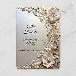 Modern White Flowers Pearls Detail Enclosure Begleitkarte