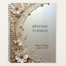 Modern White Flowers Pearls Planner