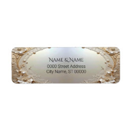 Modern White Flowers Pearls Return Address Label