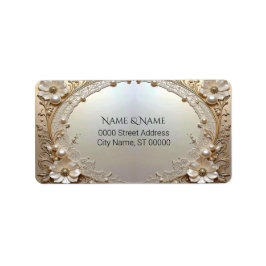 Modern White Flowers Pearls Return Address Label Adressaufkleber