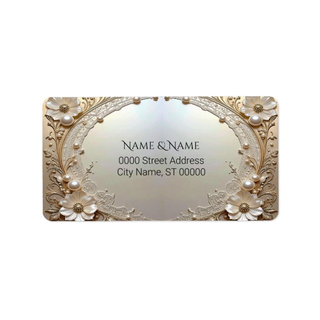 Modern White Flowers Pearls Return Address Label Adressaufkleber (Vorne)