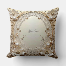 Modern White Flowers Pearls Throw Pillow Kissen