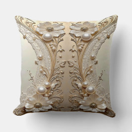 Modern White Flowers Pearls Throw Pillow Kissen